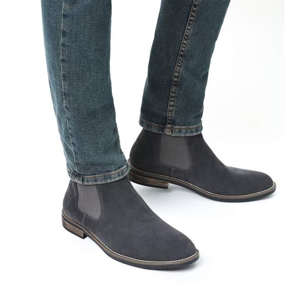 Men's Timeless Suede Leather Chelsea Boots - GREY - 6